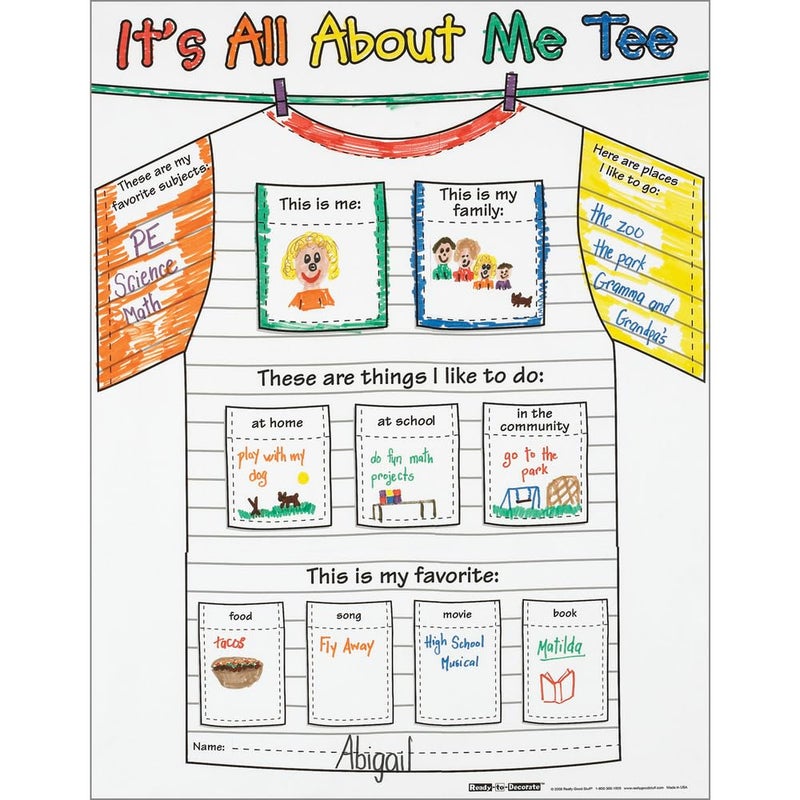 Really Good Stuff Ready-To-Decorate All About Me Tee Posters - 24 posters - Image 1